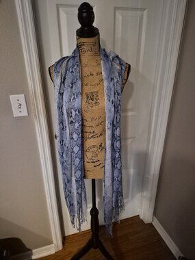 Chico's Blue Exotic Chambray Straight Oblong Scarf